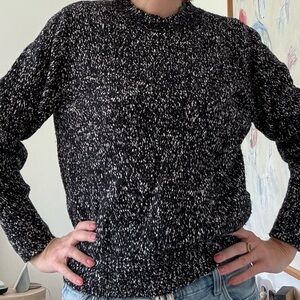 COS Black and White Crew Neck Cotton/Wool Sweater M